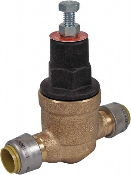 SharkBite - 1/2" Pipe, Push Fit End Connection, Bronze Body Pressure Regulating Valve - EPDM Seal, 200 psi Inlet Pressure, 10 to 70 psi Working Pressure - Industrial Tool & Supply