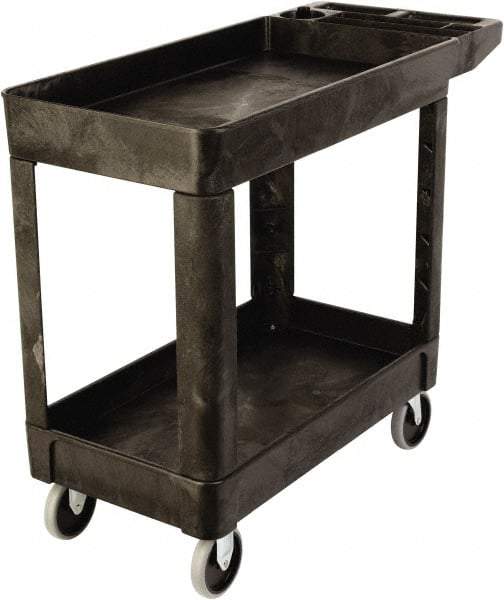 Rubbermaid - 500 Lb Capacity, 18" Wide x 39" Long x 33-1/4" High Standard Utility Cart - 2 Shelf, Plastic, TPR Casters - Industrial Tool & Supply