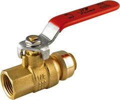 SharkBite - 1/2 x 1/2" Pipe, Standard Port, Brass Valve Female Connector Ball Valve - Inline - Two Way Flow, Push-to-Connect x FNPT Ends, Steel Handle, 200 WOG - Industrial Tool & Supply