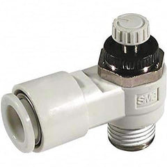 SMC PNEUMATICS - Speed & Flow Control Valves Valve Type: Flow Control Elbow Male Thread Size: 1/8 NPT - Industrial Tool & Supply