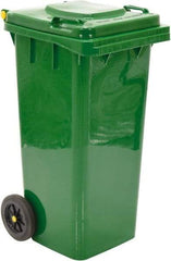 Vestil - 32 Gal Green Square Trash Can - Polyethylene, None Graphic, 38" High x 21-13/16" Long x 18-3/4" Wide, Lid Included - Industrial Tool & Supply