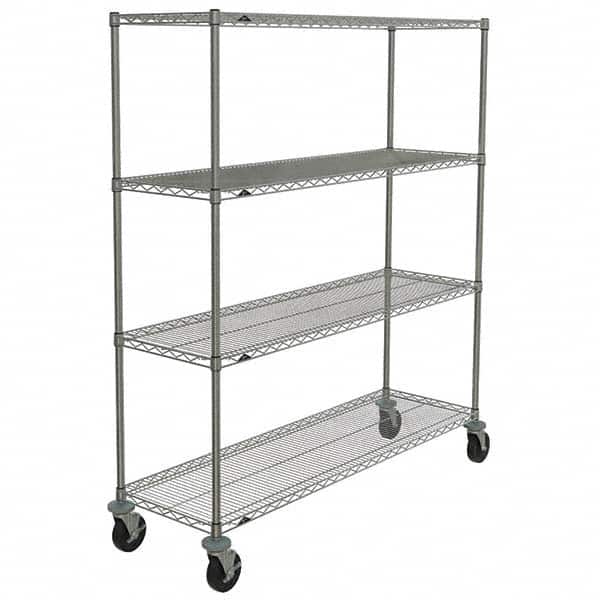 Metro - 600 Lb Capacity 4 Shelf Mobile Wire Shelving Unit - Add-On Unit - Industrial Tool & Supply