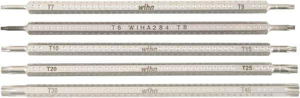 Wiha - 5 Piece, 1/4" Drive Screwdriver Insert Torx Bit Set - T6 to T40 Torx - Industrial Tool & Supply