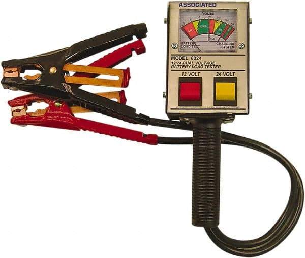 Associated Equipment - 12/24 Volt Battery Load Tester - 0 to 1,000 CCA Range, 2' Cable - Industrial Tool & Supply