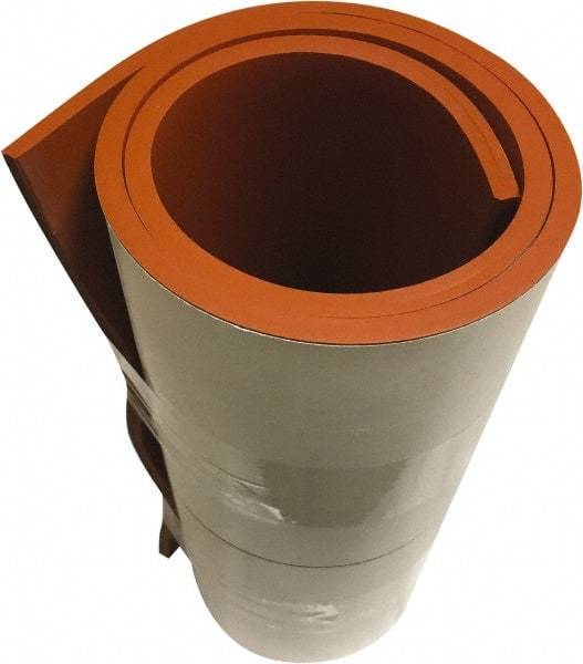 Value Collection - 3/16" Thick x 36" Wide x 10' Long Red Silicone Rubber Roll - Stock Length, Adhesive Back, 500 psi Tensile Strength, -60°F to 400°F - Industrial Tool & Supply
