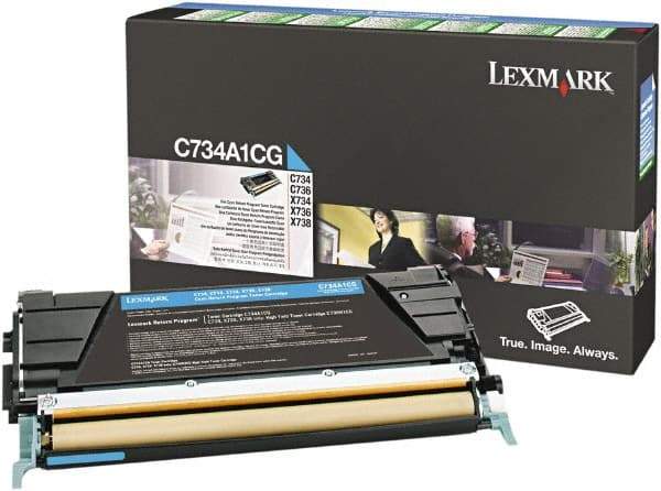 Lexmark - Cyan Toner Cartridge - Use with Lexmark C734, C736, X734, X738 - Industrial Tool & Supply
