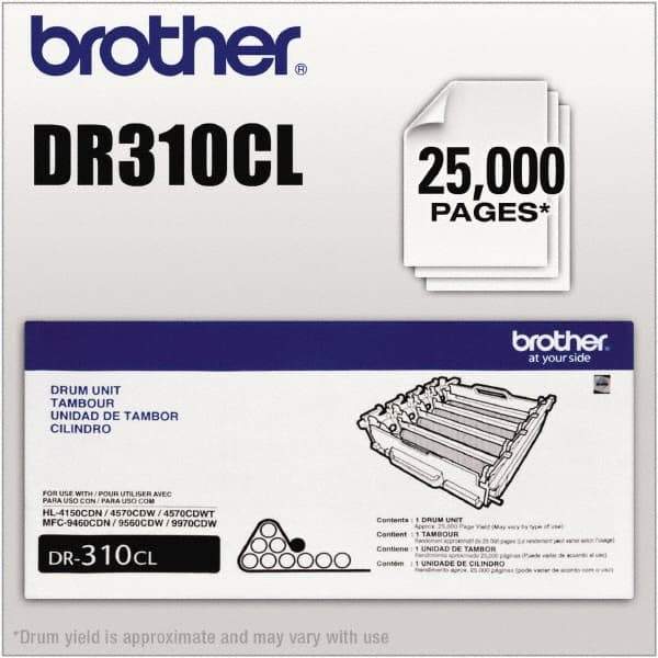 Brother - Black Drum Unit - Use with Brother HL-4150CDN, 4570CDW, 4570CDWT, MFC-9460CDN, 9560CDW, 9970CDW - Industrial Tool & Supply