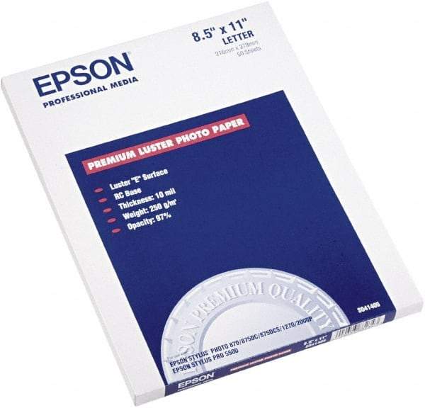Epson - White Photo Paper - Use with Inkjet Printers - Industrial Tool & Supply