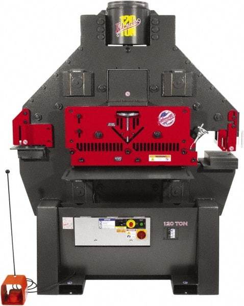 Edwards Manufacturing - 11" Throat Depth, 120 Ton Punch Pressure, 1-1/2" in 1" Punch Capacity Ironworker - 3 Phase, 230 Volts - Industrial Tool & Supply
