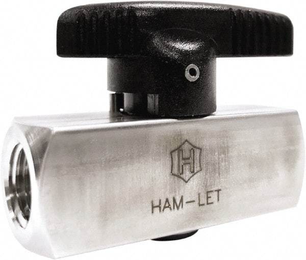 Ham-Let - 1/4" Pipe, 3,000 psi WOG Rating, 316/316L Stainless Steel, Inline, One Way Instrumentation Plug Valve - Wedge Handle, FNPT x FNPT End Connections, Reinforced PTFE Seal - Industrial Tool & Supply