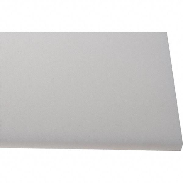 Made in USA - 1/2" Thick x 2' Wide x 4' Long, Polyethylene (HDPE) Sheet - White, Shore D-65 Hardness, Cutting Board Grade, ±10% Tolerance - Industrial Tool & Supply