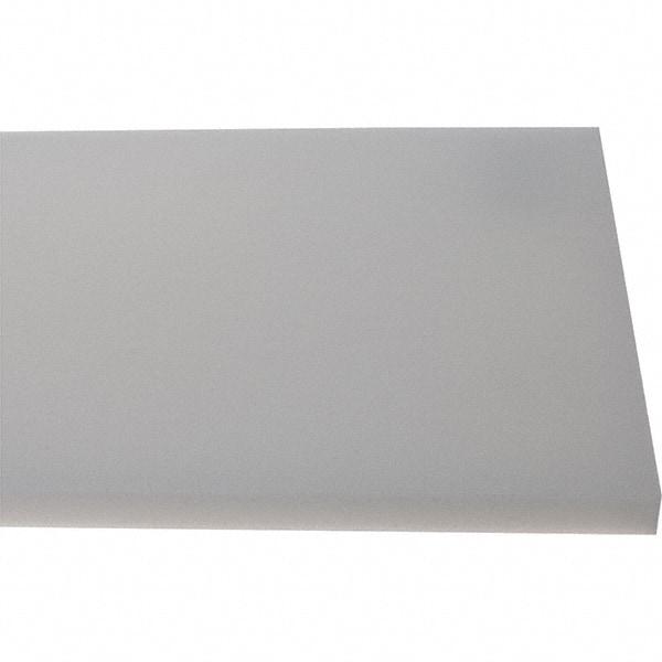 Made in USA - 1/2" Thick x 7-1/2" Wide x 4' Long, Polyethylene (HDPE) Sheet - White, Shore D-65 Hardness, Cutting Board Grade, ±10% Tolerance - Industrial Tool & Supply