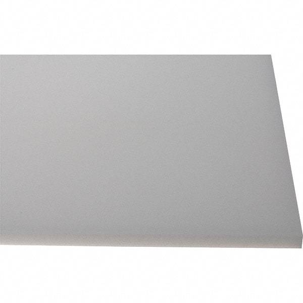 Made in USA - 1/2" Thick x 1' Wide x 4' Long, Polyethylene (HDPE) Sheet - White, Shore D-65 Hardness, Cutting Board Grade, ±10% Tolerance - Industrial Tool & Supply