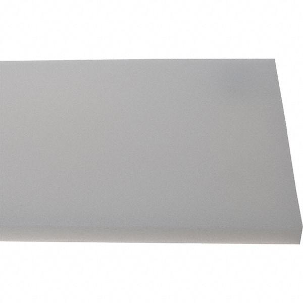 Made in USA - 1/2" Thick x 7-1/2" Wide x 8' Long, Polyethylene (HDPE) Sheet - White, Shore D-65 Hardness, Cutting Board Grade, ±10% Tolerance - Industrial Tool & Supply