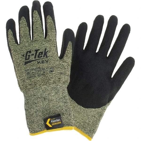 PIP - Size M, ANSI Cut Lvl A7, Cut Resistant Gloves - Palm & Fingers Coated, Black/Yellow - Industrial Tool & Supply