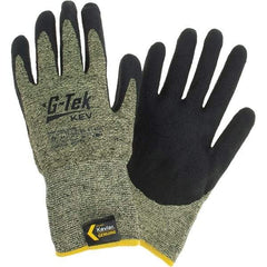 PIP - Size M, ANSI Cut Lvl A7, Cut Resistant Gloves - Palm & Fingers Coated, Black/Yellow - Industrial Tool & Supply