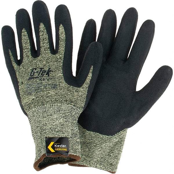 PIP - Size L, ANSI Cut Lvl A7, Cut Resistant Gloves - Palm & Fingers Coated, Knit Wrist, Black/Yellow, Paired - Industrial Tool & Supply