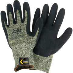 PIP - Size L, ANSI Cut Lvl A7, Cut Resistant Gloves - Palm & Fingers Coated, Knit Wrist, Black/Yellow, Paired - Industrial Tool & Supply
