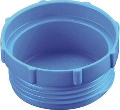 Caplugs - Serrated Round Head, Threaded Plug - 51/64" Long, High-Density Polyethylene, Blue - Industrial Tool & Supply