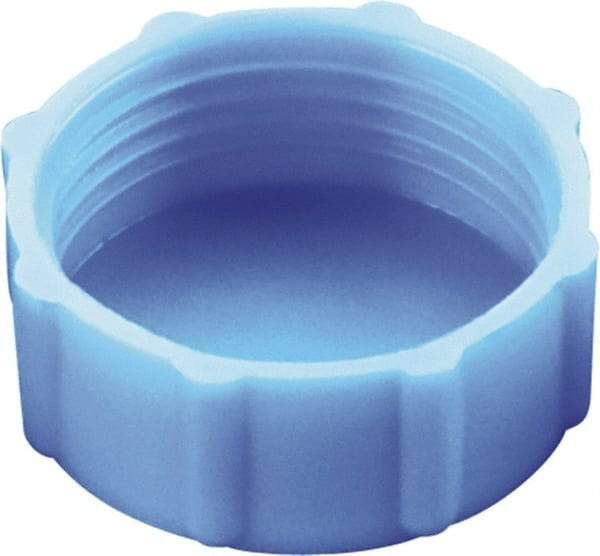 Caplugs - Round Head, Threaded Cap - 13/32" Long, High-Density Polyethylene, Blue - Industrial Tool & Supply