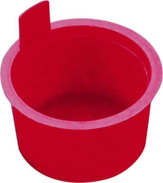 Caplugs - 0.335" ID, Pull-Tab, Round Head, Tapered Plug - 0.47" OD, 3/8" Long, Low-Density Polyethylene, Red - Industrial Tool & Supply