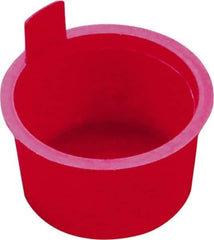 Caplugs - 0.485" ID, Pull-Tab, Round Head, Tapered Plug - 0.62" OD, 3/8" Long, Low-Density Polyethylene, Red - Industrial Tool & Supply