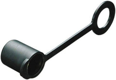 Caplugs - 0.36" ID, Round Head, Tethered Cap - Low-Density Polyethylene, Black - Industrial Tool & Supply