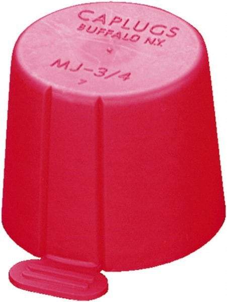 Caplugs - 1.289" ID, Round Head, Tapered, Tear-Tab Cap - 1-13/64" Long, Low-Density Polyethylene, Red - Industrial Tool & Supply