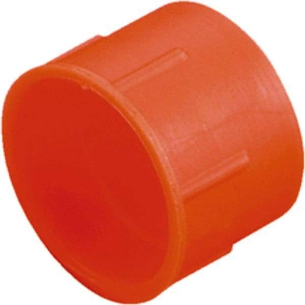 Caplugs - 0.61" ID, Serrated Round Head Tube Cap - 0.73" OD, 1/2" Long, Low-Density Polyethylene, Orange - Industrial Tool & Supply