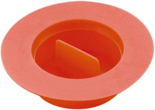 Caplugs - 1-19/64" ID, Pull-Tab, Tapered Plug with Flange - 1.88" OD, 3/4" Long, Low-Density Polyethylene, Orange - Industrial Tool & Supply