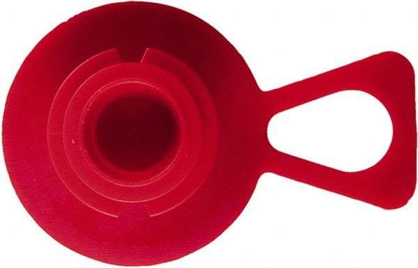 Caplugs - 1/2" ID, Pull-Tab Plug - 3/4" OD, 1-11/32" Long, Low-Density Polyethylene, Red - Industrial Tool & Supply