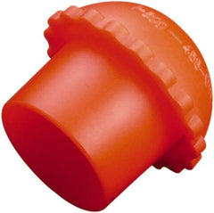 Caplugs - 0.82" ID, Serrated Round Head Cylinder Valve Cap - 1" Long, Low-Density Polyethylene, Orange - Industrial Tool & Supply