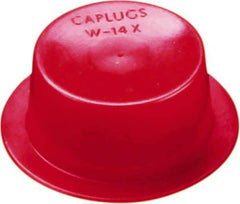 Caplugs - 0.581" ID, Round Head, Tapered Cap/Plug with Flange - 1.03" OD, 1/2" Long, Low-Density Polyethylene, Red - Industrial Tool & Supply