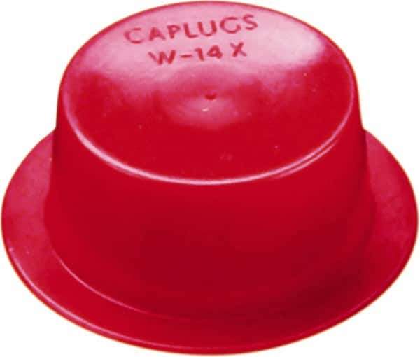 Caplugs - 0.298" ID, Round Head, Tapered Cap/Plug with Flange - 3/8" Long, Low-Density Polyethylene, Red - Industrial Tool & Supply