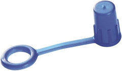 Caplugs - 1/4" ID, Round Head, Tethered Cap - 3/4" Long, Low-Density Polyethylene, Blue - Industrial Tool & Supply