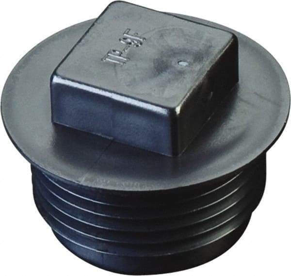 Caplugs - Square Head, Threaded Plug with Flange - 0.81" OD, 21/32" Long, High-Density Polyethylene, Black - Industrial Tool & Supply