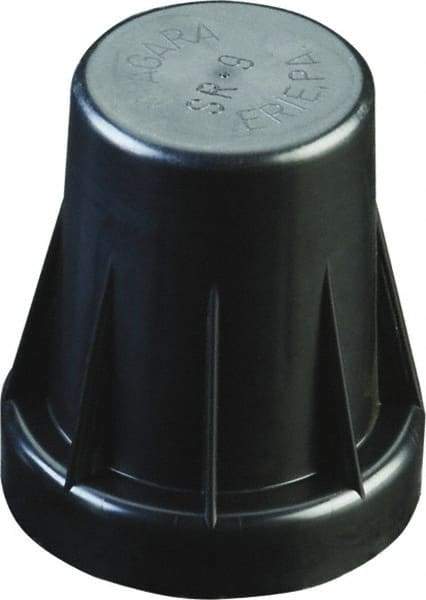 Caplugs - 0.935" ID, Serrated Round Head Sucker Rod Cap - 1-11/16" Long, Low-Density Polyethylene, Black - Industrial Tool & Supply