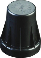 Caplugs - 1-3/16" ID, Serrated Round Head Sucker Rod Cap - 2-5/32" Long, Low-Density Polyethylene, Black - Industrial Tool & Supply