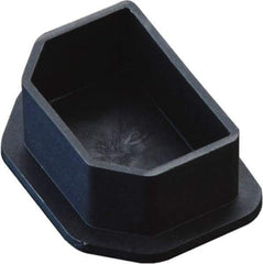 Caplugs - Non-Conductive, Push-In, Rectangular Head Power Supply Plug - 0.96 x 0.66" OD, 3/8" Long, Low-Density Polyethylene, Black - Industrial Tool & Supply