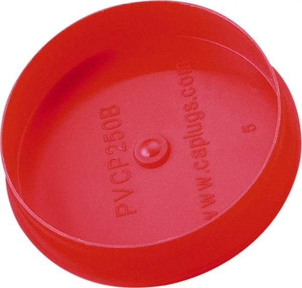 Caplugs - 2.71" ID, Round Head Pipe Plug - 2.84" OD, 21/32" Long, Low-Density Polypropylene, Red - Industrial Tool & Supply