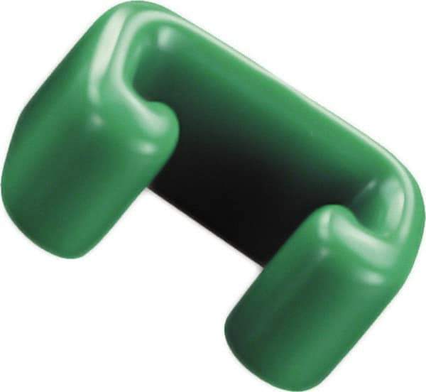 Caplugs - 1-1/4" x 3/4", Flexible Push-On U-Frame End Cap - 3/4" Long, Vinyl, Green - Industrial Tool & Supply