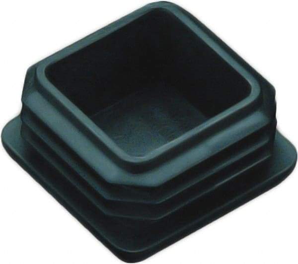 Caplugs - Square Finishing Plug for 10 to 14 Gauge Panels, for 1" Tube Diam - 0.43" Deep, Vinyl, Black - Industrial Tool & Supply
