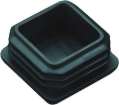 Caplugs - Square Finishing Plug for 14 to 20 Gauge Panels, for 1-1/4" Tube Diam - 0.52" Deep, Vinyl, Black - Industrial Tool & Supply