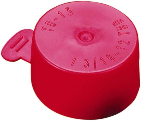 Caplugs - 0.367" ID, Flexible, Tear-Tab Cap - 7/16" Long, Vinyl, Red - Industrial Tool & Supply