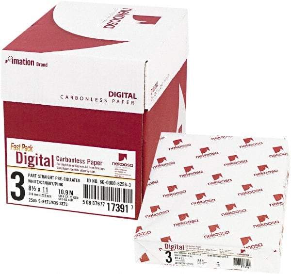 Nekoosa - 8-1/2" x 11" White, Canary & Pink Digital Carbonless Paper - Use with Laser Copiers, Laser Printers - Industrial Tool & Supply