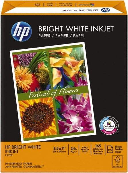 Hewlett-Packard - 8-1/2" x 11" White Colored Copy Paper - Use with Inkjet Printers - Industrial Tool & Supply