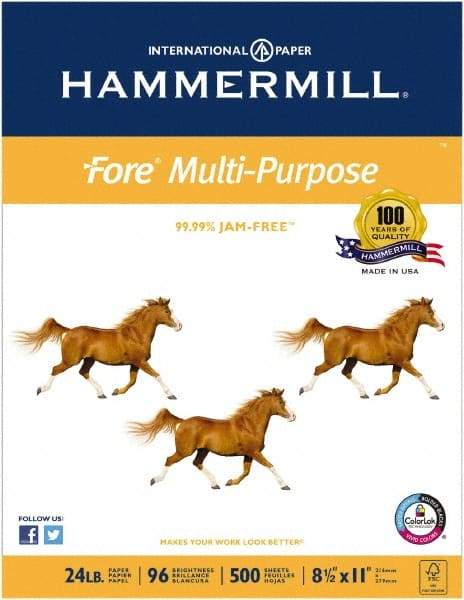 Hammermill - 8-1/2" x 11" White Copy Paper - Use with Inkjet Printers - Industrial Tool & Supply
