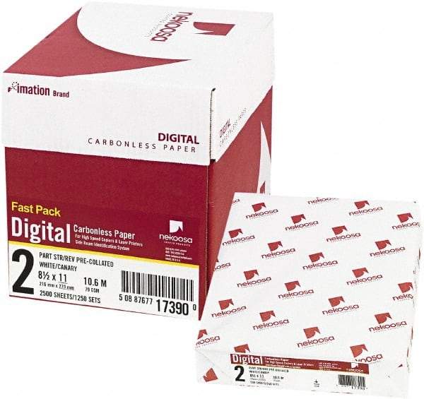 Nekoosa - 8-1/2" x 11" White & Canary Digital Carbonless Paper - Use with Laser Copiers, Laser Printers - Industrial Tool & Supply