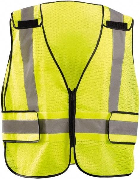OccuNomix - One Size Fits Most High Visibility Yellow Mesh Public Safety Vest - 51" Chest, ANSI 107-2015, Hook & Loop Closure, Polyester - Industrial Tool & Supply