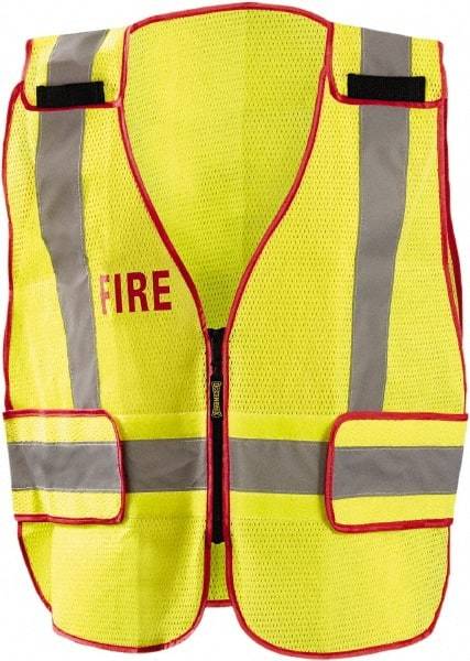 OccuNomix - One Size Fits Most High Visibility Yellow Mesh Public Safety Vest - 51" Chest, ANSI 107-2015, Hook & Loop Closure, Polyester - Industrial Tool & Supply